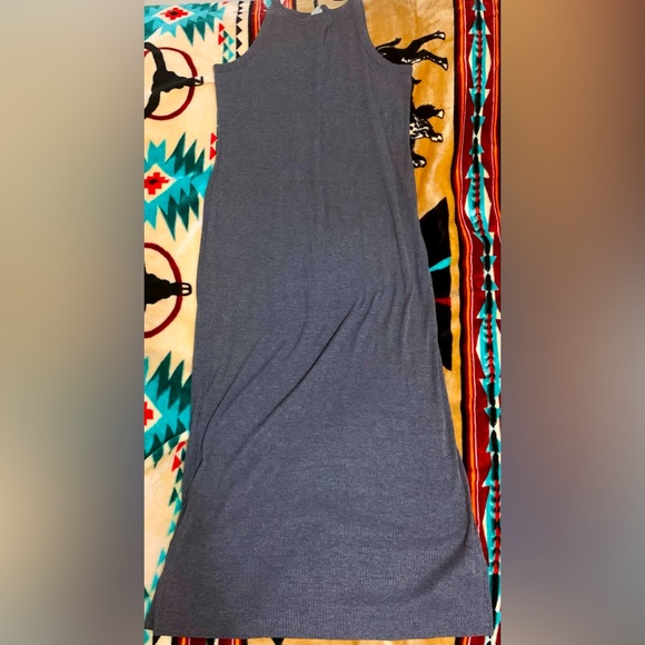 Long Gray Knot Dress with double short leg split size L - Picture 1 of 2